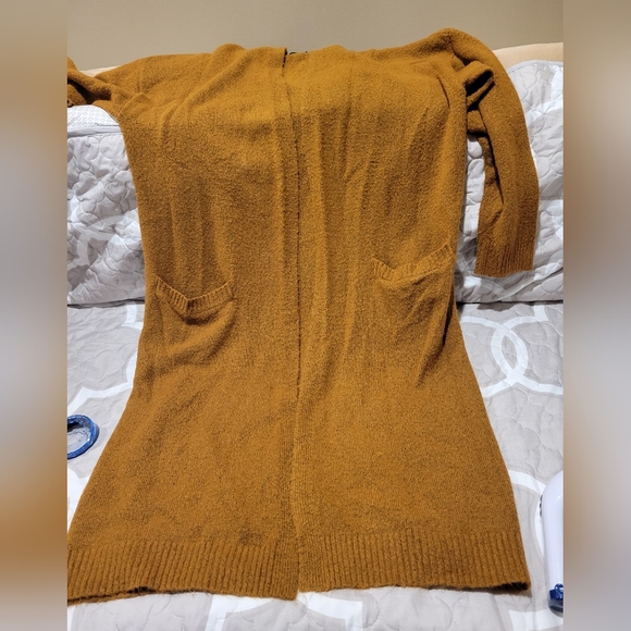 Forever 21 Longline Mustard Gold Duster Cardigan M - Picture 8 of 13